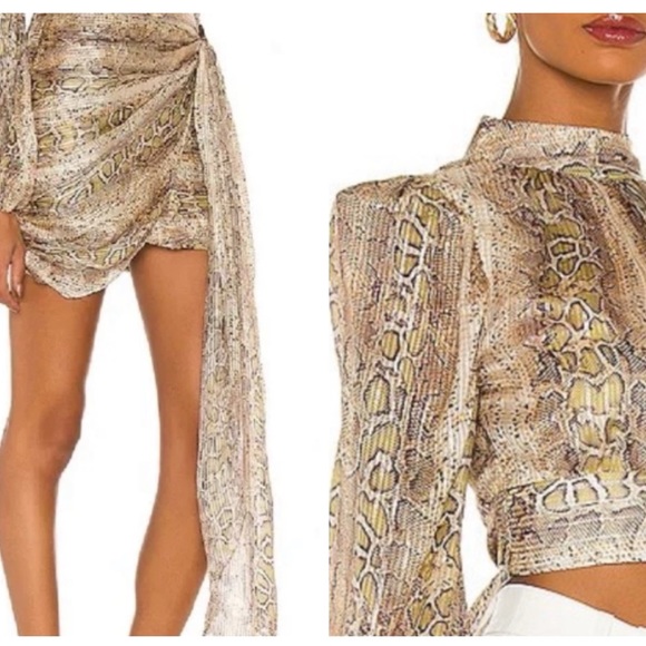 ROCOCO SAND Rhea Mini Skirt set in Snake Multi - Picture 2 of 16